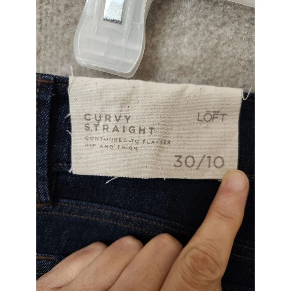 Ann Taylor LOFT Curvy Straight Jeans Womens 30 10 Blue Dark Wash Stretch NEW
